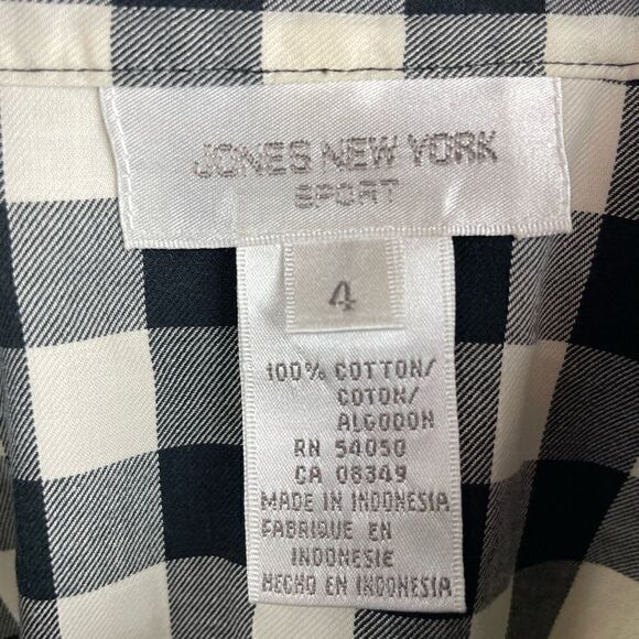 Jones New York Black and White Button Down Shirt Size 4 EUC - Picture 6 of 6